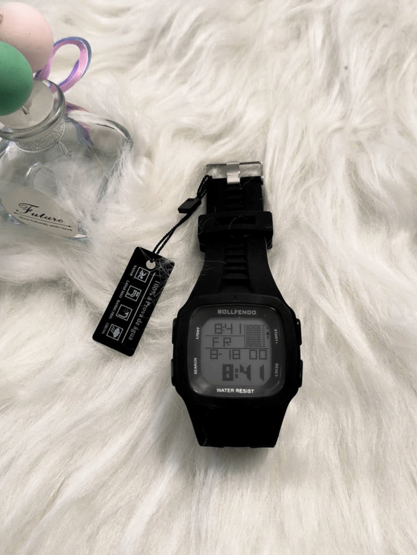 Fashion Square Surfing Waterproof Sports Digital Watch For Men And Women - 黑色 - 查看 1