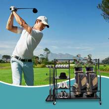 Golf Organizer With WheelsOversized Golf Club OrganizerGolf Bag Rack With Accessory RackHeavy Duty Golf Organizer For Garage Shed Basement - Black - View 7