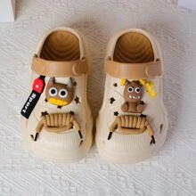 女士厚底穿孔一脚蹬凉鞋，时尚厚底可爱系带卡通沙滩拖鞋，适合春夏秋季