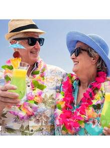 1-30pcs Hawaii Garland Necklace Tropical Hawaii Flower Theme Party Favors Headbands Holiday Wedding Beach Birthday Decorations Party Supplies Wreaths Headbands Holiday Wedding Beach Birthday Decorations(Random Color) - Multicolor - View 4