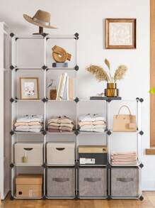 SONGMICS Modular Wardrobe, 16-Cube Wardrobe, Modular Shoe Rack, 31 X 123 X 123 Cm, PP Plastic Shelf, White MLPC44L - White - View 2