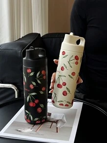1 件 500ml（16.9oz）不锈钢双层真空隔热杯，带樱花图案，带吸管的玻璃杯，平底杯，咖啡杯，水瓶，茶杯，汽车杯，节日、生日、返校的理想礼物，适用于办公室、户外、家庭、汽车、学校等返校 - 彩色 - 查看 10