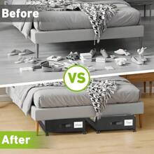 Beborxue Under Bed Storage With Wheels, 2-Pack Under The Bed Storage Containers With Lids, XXL 60L Under Bed Shoes Storage Organizer Bins, Rolling Underbed Storage Clothes, Shoes, Blankets (Black) - 2 Pack-bLACK - View 6