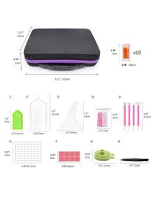 30/60/120Slots,Diamond Painting Storage Case, Upgraded Canvas Organizer With Accessories Shockproof Bead & Art Supply Holder, Portable Jewelry Container With Tools, Multifunctional Craft & Sewing Supplies Kit, Plastic Material