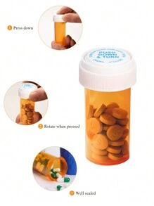 A Set Of 10PCS/5PCS/2PCS/1PC Multi-Purpose Drug Dispensing Bottles With Lids, Yellow, Sealed And Moisture-Proof, 50/30ml Capacity Circular Press Cap Capsule Bottles, Suitable For Storing Capsules, Tablets, Vitamins, And Candies, Suitable For Travel Packaging , Or Home Use