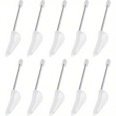 10 Pair Shoe Trees Plastic Shoe Stretchers Adjustable Transparent Shoe Shaper With Spiral Spring For Men Women,Shoes And Boots Accessories