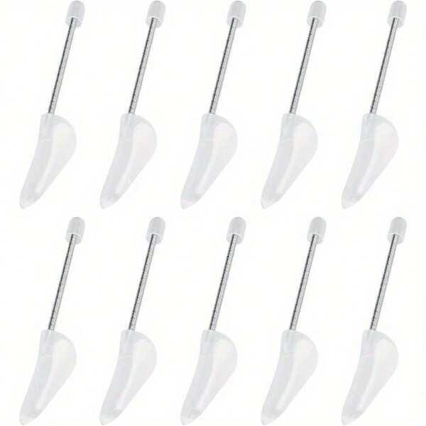 10 Pair Shoe Trees Plastic Shoe Stretchers Adjustable Transparent Shoe Shaper With Spiral Spring For Men Women,Shoes And Boots Accessories