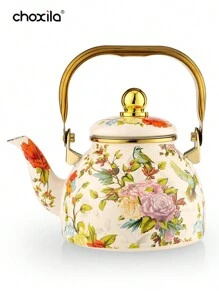 choxila 1pc Enamel Kettle, Large Capacity Kettle, Suitable For Gas Stove And Induction Cooktop, Universal