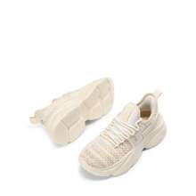 Women's Platform Chunky Fashion Sneakers – Slip-On, Stylish, Lightweight, And Classic Casual Walking Shoes - BEIGE RAINBOW - 查看 5