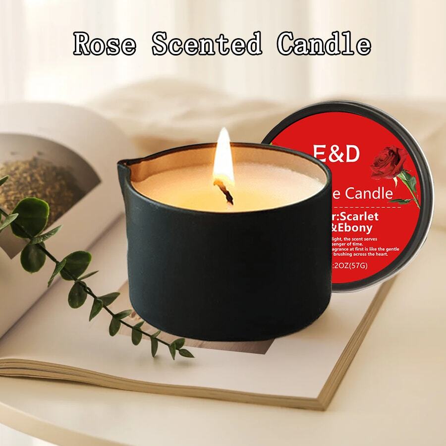 Evoduck Scented Candles, Iron Box Massage Essential Oil Candle, Geothermal Coconut Lotion Body Oil Candle, Suitable For Bedroom Bathroom, Long-Lasting Fragrance, With Essential Oil Fragrance, Perfect Gift For Family And Friends, Aromatherapy Candle Tin Can, Suitable For Travel Birthday , Valentine's Day Or Mother's Day, Aromatherapy Gift Box/2oz - 黑色 - 查看 1