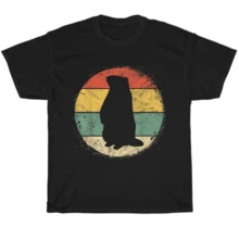 Vintage Retro Ground Hog Woodchuck Pet Silhouette Happy Groundhog Day T-Shirt - Black - View 1