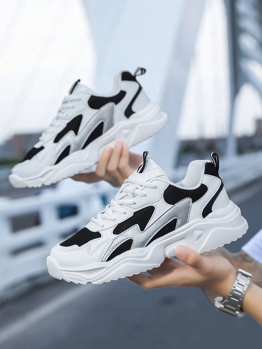 黑色白色新款时尚舒适软底耐磨男士户外运动休闲鞋 - 黑與白 - 查看 1