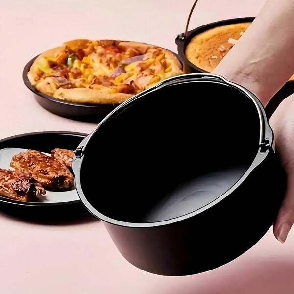 1pc/3pcs Forma de bolo de aço carbono antiaderente redonda Air Fryer Acessórios domésticos Cesta de bolo espessada