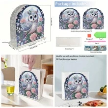 1pc/Set DIY Animals Diamond Art Tissue Holder -Owls, Bird, Chicken Pattern Designs Crystal Rhinestones Diamond Painting Napkin Holder Size