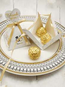 10 PIEZAS Caja de caramelos con triángulos de cristal de imitación con estampado en caliente, caja de regalo, caja de embalaje, para bodas, fiestas, aniversarios, cumpleaños, suministros para pequeños negocios, decoraciones de boda