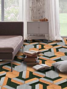 11 piezas de baldosas de piso autoadhesivas hexagonales con textura de madera, impermeables y antideslizantes para decoración del hogar, baldosas hexagonales entrelazadas de 7.83*9.06 pulgadas/19.9*23 cm, baldosas de piso autoadhesivas para sala de estar, decoración de habitaciones, cocina