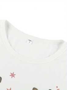 Women Christmas Pajamas Long Sleeves + Trousers Elk Pattern Festive Accessory