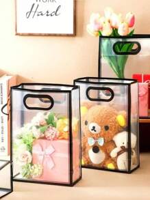 10 个带手柄的透明塑料礼品袋情人节粉色礼品袋透明花袋可重复使用 PVC 礼品袋用于婚礼新娘、婚礼派对礼品袋花袋生日新娘送礼会（黑色饰边）10 个带手柄的透明塑料礼品袋情人节粉色礼品袋透明花袋可重复使用 PVC 礼品袋用于婚礼新娘、婚礼派对礼品袋花袋生日新娘送礼会（黑色饰边） - 彩色 - 查看 3