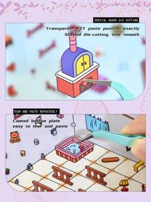 1片装DIY超大立体风景贴纸贴画小众减压趣味手账贴纸 返校节学校用品