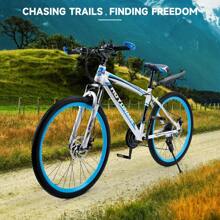 Areyourshop 26" Mountain Bike For Men/Women, 24 Speed Twist Shifting, Front Or Dual Suspension, Comfort Saddle Red/White/Blue/Green - Blue - View 2