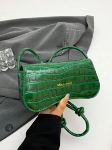 New Minimalist Small Square Bag, Unique Design Solid Color Purse Women, Vintage Shoulder Underarm Bag - Green - View 8