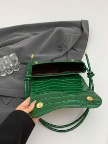 New Minimalist Small Square Bag, Unique Design Solid Color Purse Women, Vintage Shoulder Underarm Bag - Green - View 11