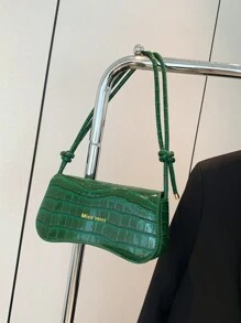 New Minimalist Small Square Bag, Unique Design Solid Color Purse Women, Vintage Shoulder Underarm Bag - Green - View 7