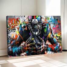 Framed 1 Pc Unique Canvas Poster, Graffiti Rugby Sports Posters Canvas Wall Art Vibrant American Football Sport Decor For Boy's Room Football Poster Ready To Hang - 裱框 - 查看 2