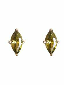 1 Pair Vintage S925 Sterling Silver Olive Green Zirconia Diamond Stud Earrings, Simple And Fashionable Jewelry Gift For Women, Party & Banquet