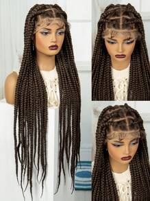 Full Lace Braided Wigs Knotless Box Braided Lace Wigs For Women With Baby Hair Synthetic Lace Front Colored Braiding Wigs