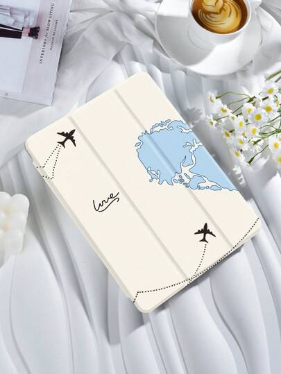 蓝色心形图案平板电脑保护壳，兼容 iPad Mini4/Mini5/Mini6/Air 5th Gen 2022/Air 11in 2024 (M2)、Galaxy Tab A9 Plus 10.95 英寸、MatePad 10.4 英寸、Tab 等型号，带铅笔槽/防摔/自动睡眠/唤醒