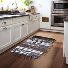 1pc Vintage Distressed Wood Grain Print Mat, Soft Non-Slip Absorbent Washable Kitchen Floor Mat, Rectangular Low-Pile Decorative Rug Suitable For Living Room, Bedroom, Kitchen, Laundry Room - Multicolor - View 12