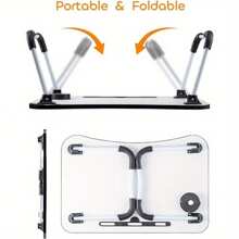 Table Stand Folding Desk Bed Computer Adjustable Portable Sofa Tray Notebook Stand Reading Holder For Couch Floor (Black) - Black - View 5