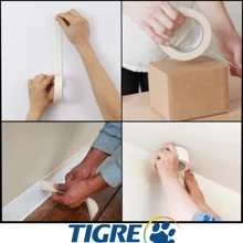 Fita Crepe Fina Kit 3 UN 18x50M Tigre Uso Geral Branca Fita Pintura Embalagem Fita Crepe Artesanato