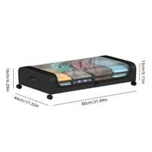 2 uds caja de almacenamiento inferior de cama con ruedas y cubierta, a prueba de polvo con ventana de visualización transparente, caja de almacenamiento para cabecera de cama