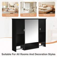 35'' X 28'' Modern Wall Mounted Bathroom Storage Cabinet, Bathroom Wall Cabinet With Mirror, Medicine Cabinet With Towels Bar