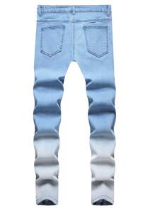 Men's Washed Gradient Design Casual Distressed Ripped Skinny Jeans