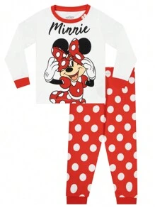 Disney Minnie Mouse Pyjamas | Long Sleeve Minnie Mouse Girls Pjs | 100% Cotton Girls' Pyjama Sets