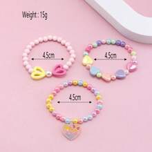 3er-Set bunte Armbänder mit Acryl-Perlen zum Selbermachen, gelbes Herz-Vielseitigkeitsschmuck für Kinder, Mädchen (Farbe der Perlen und Herzen ist zufällig und stimmt möglicherweise nicht mit dem Bild überein)