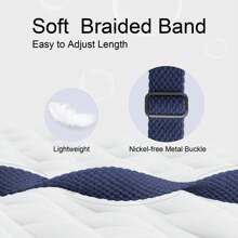 Woven Elastic Single Loop Watch Band, Compatible With 38mm, 40mm, 41mm, 42mm, 44mm, 45mm, 46mm, 49mm Watches, Unisex; Starry Nylon Elastic Strap, Compatible With Ultra 2 Series, 10, 9, 8, 7, 6, SE, 5, 4, 3, 2, 1 Models, Ideal Gift For Back-To-School Students. - Dark Blue - View 2