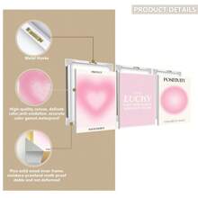 3pcs/Set, Canvas Painting And Poster, Framed, Ready To Hang, I Am Lucky, Everything Works For Me, Mental Health, Pink Aura Energy Gradient Painting, Minimalism, Home Decor, Wall Art, Room Decoration, Creative Gift, Living Room, Bedroom, Dining Room, Office Gifts Birthday Graduation - Multicolor - View 3