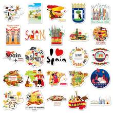 50Pcs Cute Spain/Brazil Craft Supplies & Stickers, Passionate Urban Civilization Scenic Symbols, Cartoon Graffiti Waterproof Stickers, Outdoor World Travel, Scrapbook Stamps/Stickers, Spring, Anime Posters, Holiday Decors/Valentine's Gifts, Fashion Love For Gifts Phones Laptops Notebooks, Handmade Art Decorations