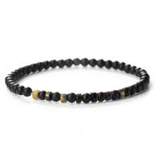 1pc Minimalist 4mm Mini Beads Bracelet Men Tiger Eye Stone Spacer Black Lava Onyx Strand Bracelet Women Men Meditation Yoga Jewelry Gift