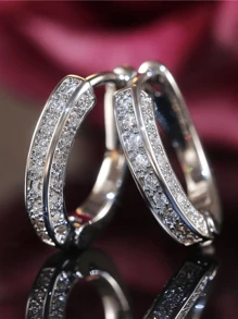 2件套男士朋克耳环，钛金属耳钉，金银色镶钻耳环