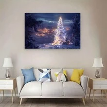 Framed Denozer - Christmas Wall Art Painting Pictures Festival Art Print On Canvas For Bedroom Living Room Home Wall Decor,Stretched And Framed Ready To Hang