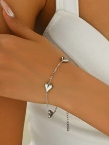 1 件复古简约心形链手链，简约百搭，适合日常佩戴情人节、妈妈、母亲、母亲节、礼物 - 金色 - 查看 5