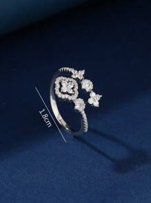 1pc Copper Zirconia Inlaid Mini Ring, Fashionable & Charming, Suitable As Gift Or For Daily Wear For Women - 022152 - View 16