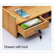 SENDERPICK Wooden Monitor Stand With 3 Lockable Drawers, Monitor Riser For Desk, 180° Swivel Angle - màu gỗ - Xem 4