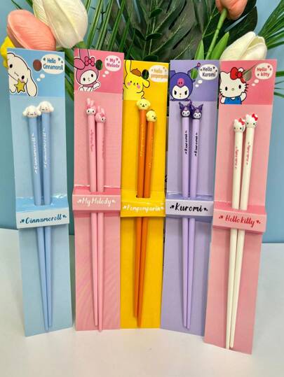 Sanrio 1pc  Series Of Fun Chopsticks, Cartoon Chopsticks ,Melody,, Materials, Anti Slip And Anti Mold Chopsticks, Portable Dining And Party Utensils,