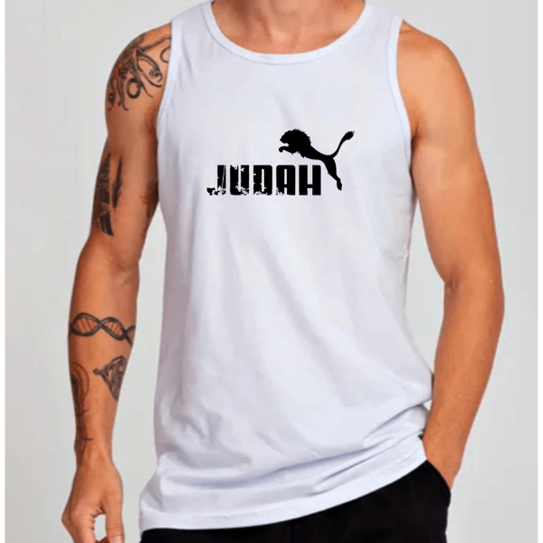 Regata Cavada Masculina JUDAH 100% Algodão Moda Praia Para Academia Treino Machao CV024